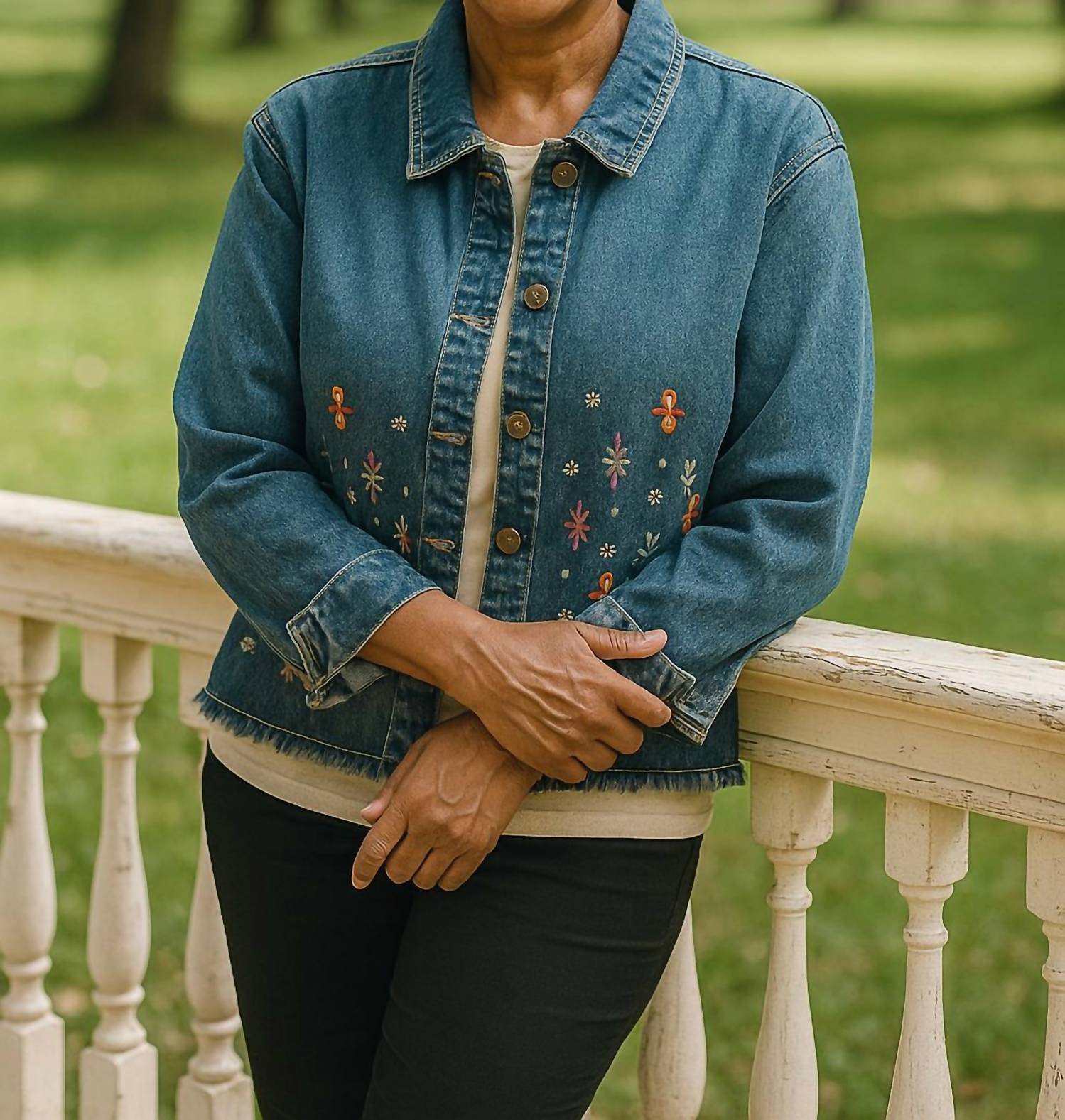 Keren Hart - Embroidered Bloom Denim Jacket
