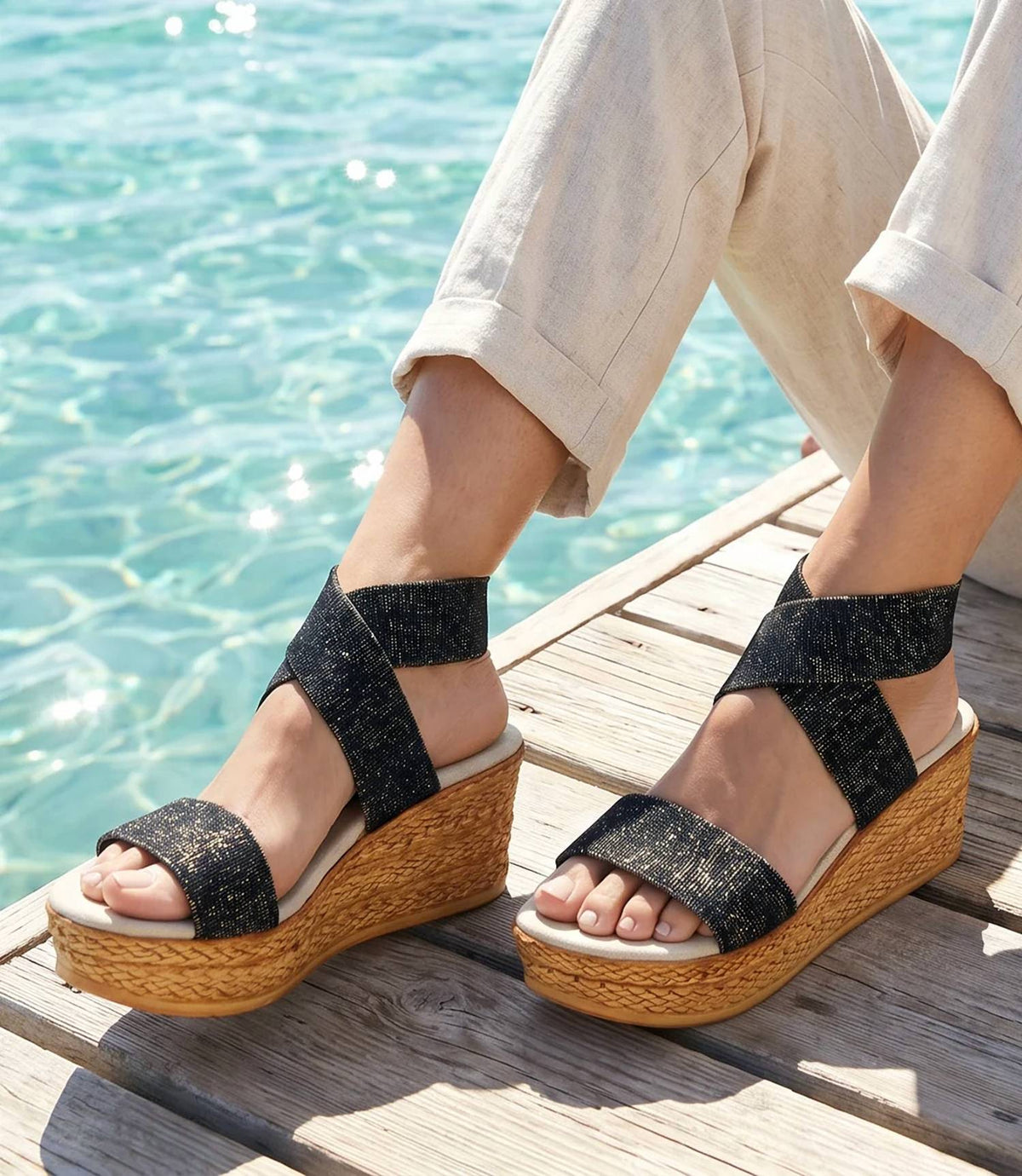 Charleston Shoe Co. - Women's Bermuda Strappy Wedge Sandals