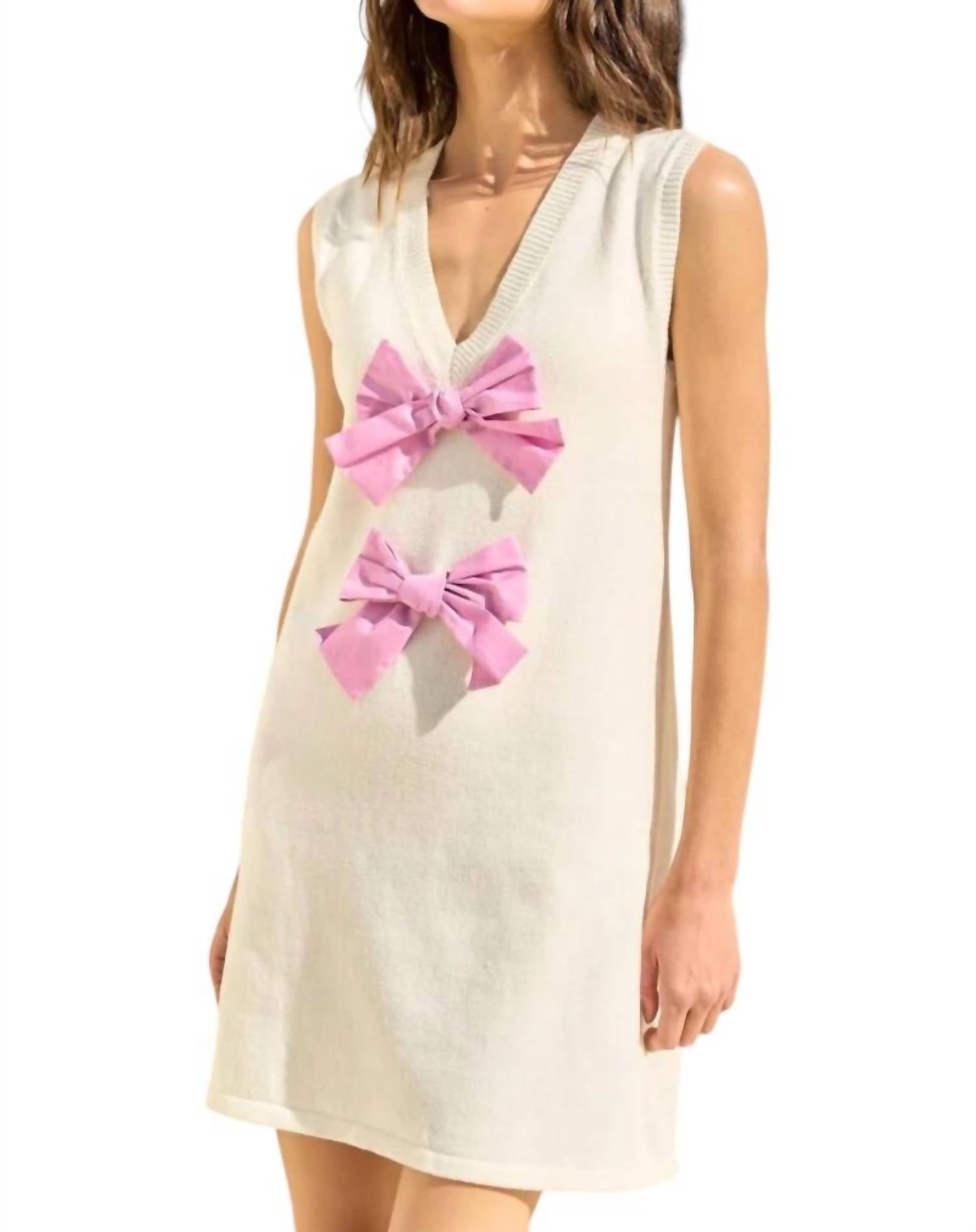 Lalavon - Carolina Front Bow Mini Dress