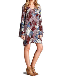 Velzera - Floral Patchwork Print Mini Dress