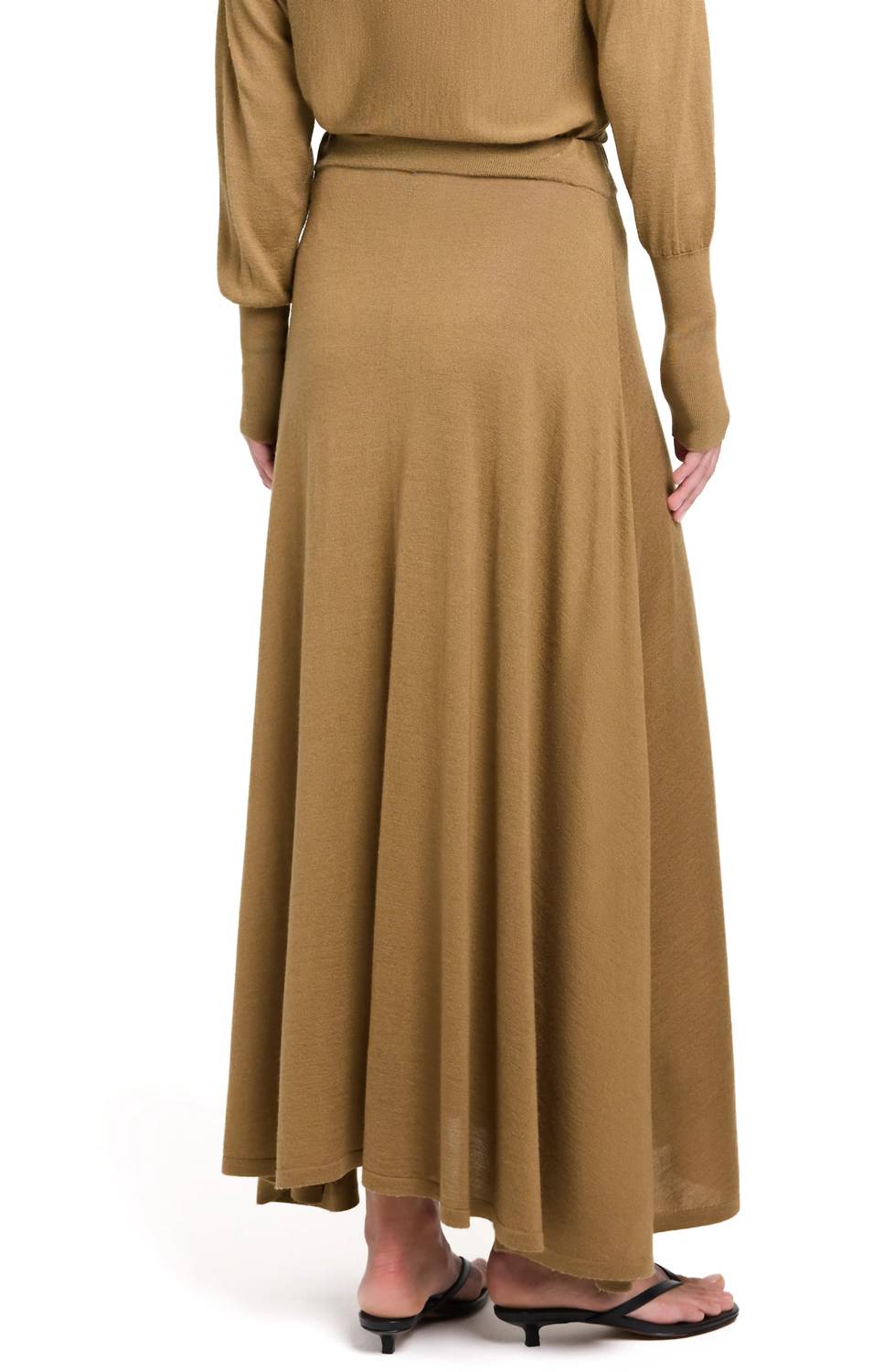 TWP Handkerchief Hem Knit Maxi Skirt in ermine - women's skirt - detail view