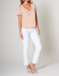 Maven West - Mixed Media Short Sleeve Top