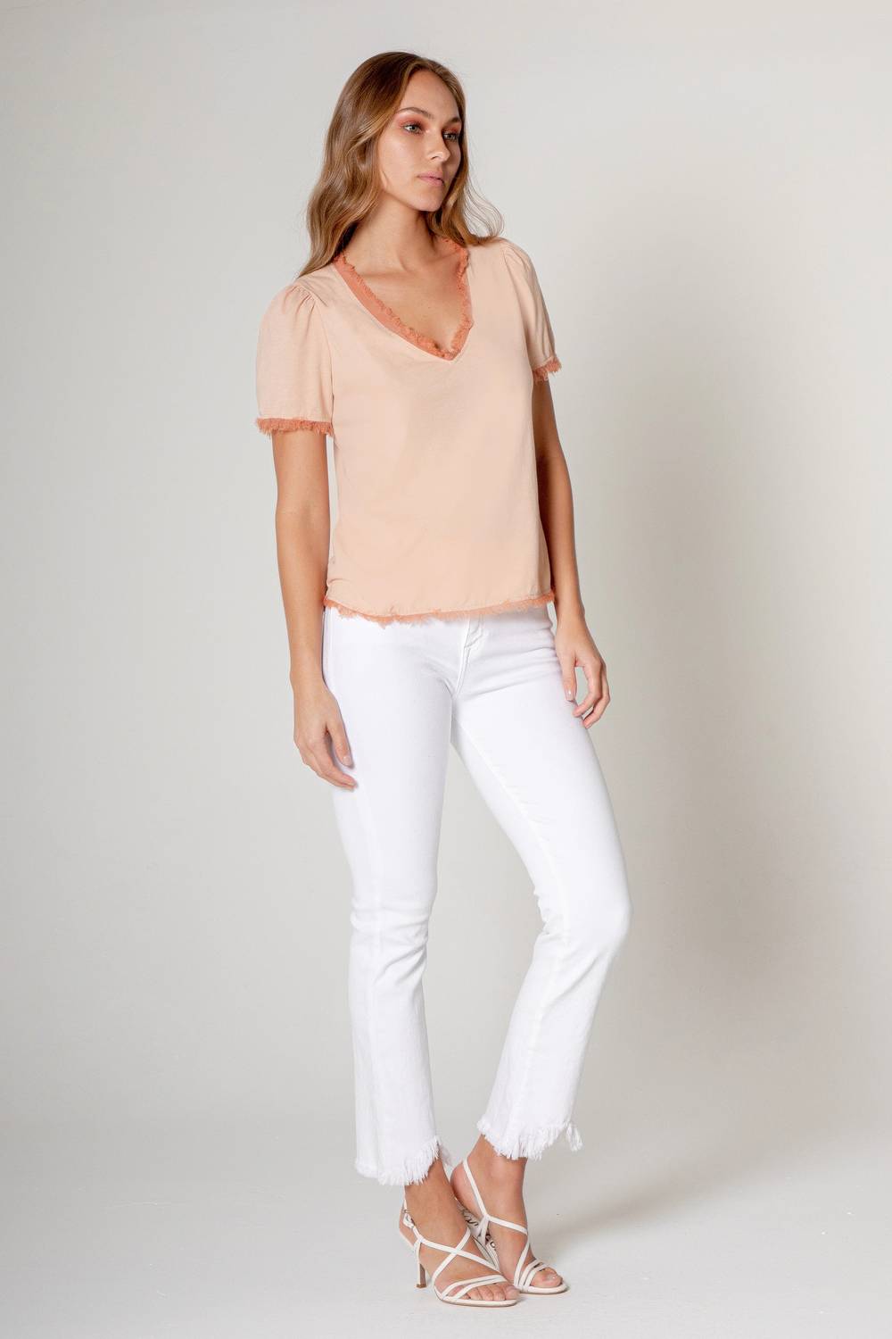 Maven West - Mixed Media Short Sleeve Top