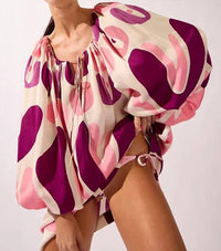 Adriana Degreas - Bold Floral Puff Sleeve Mini Dress