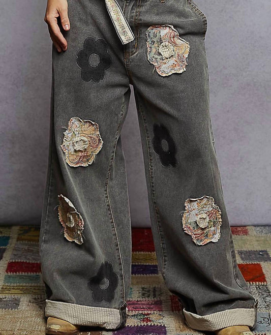 Pol - Floral Patchwork Relaxed Pants