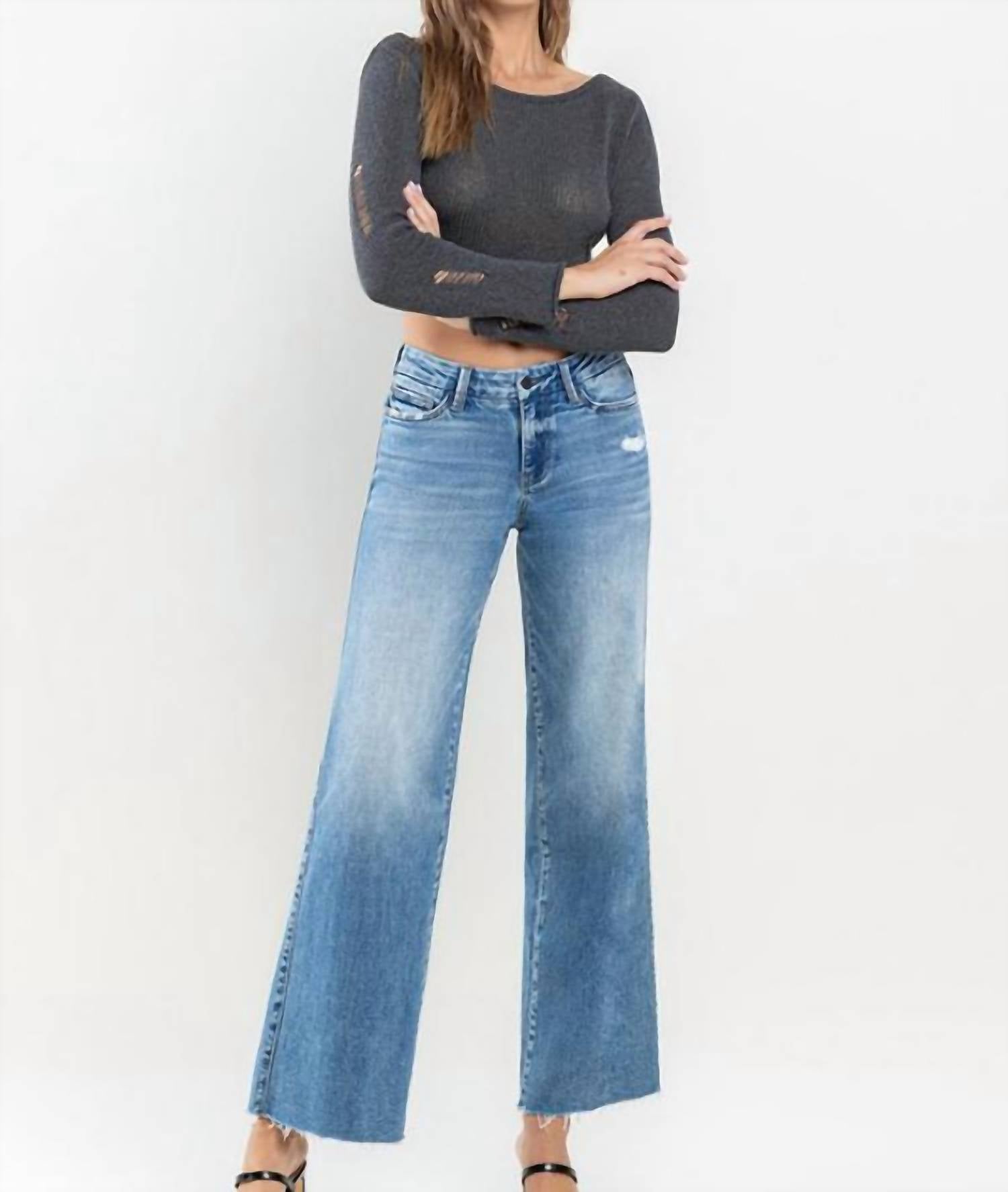 Vervet By Flying Monkey - Savannah Mid Rise Wide Leg Jeans
