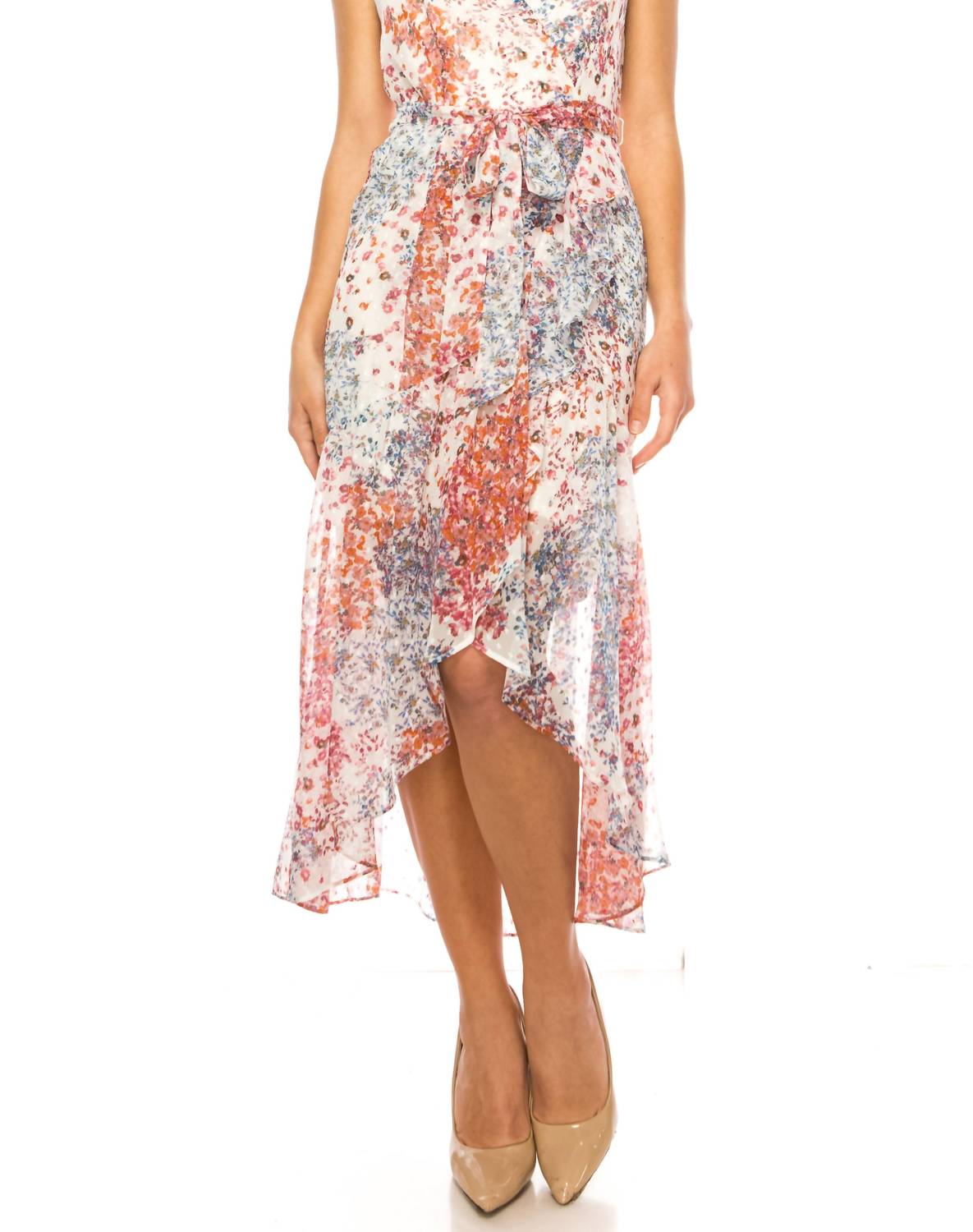 Maison Tara - High-low Floral Sleeveless Dress