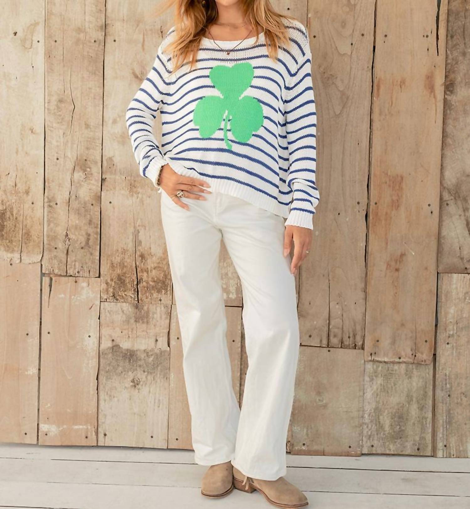 Wooden Ships - Shamrock Striped Crewneck Sweater