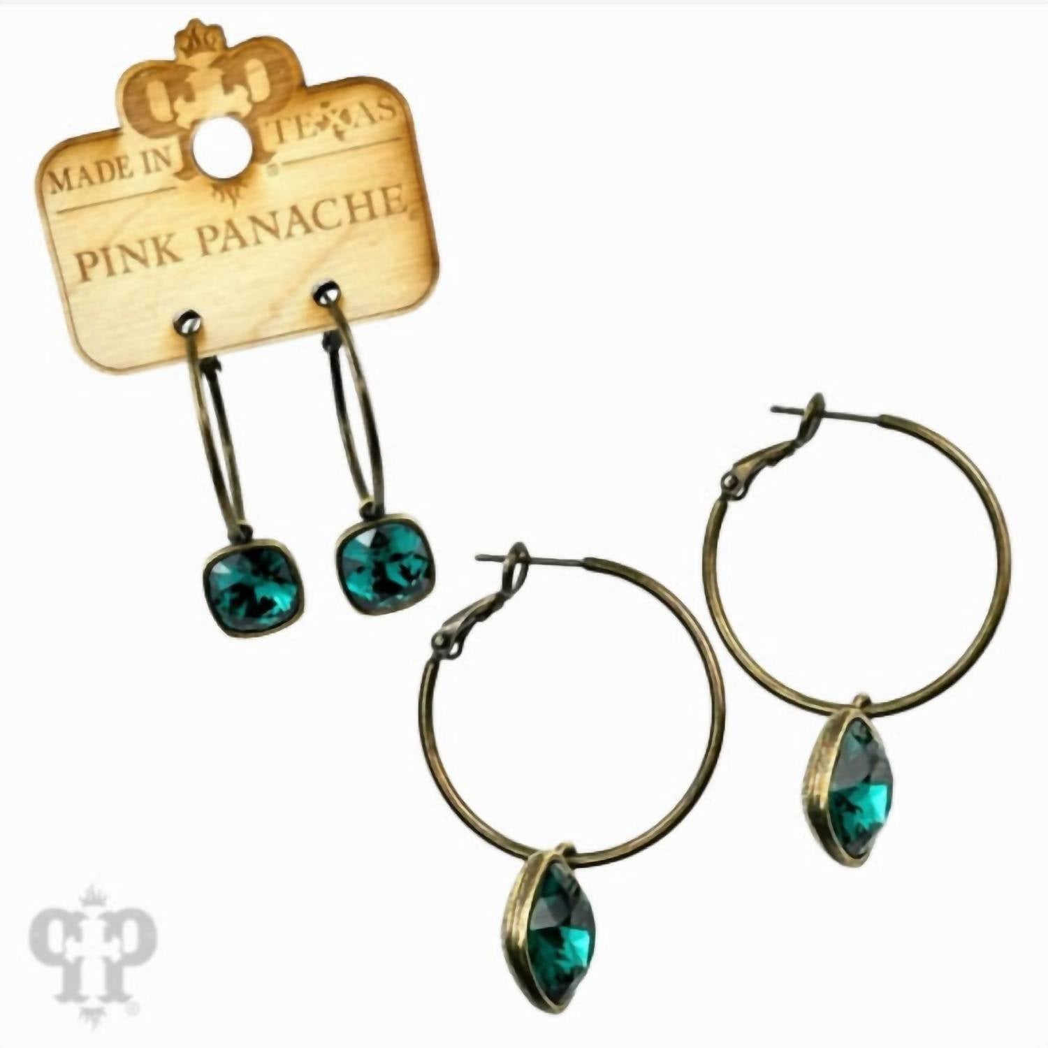 Pink Panache - Women's Hoop Earrings With Crystal
