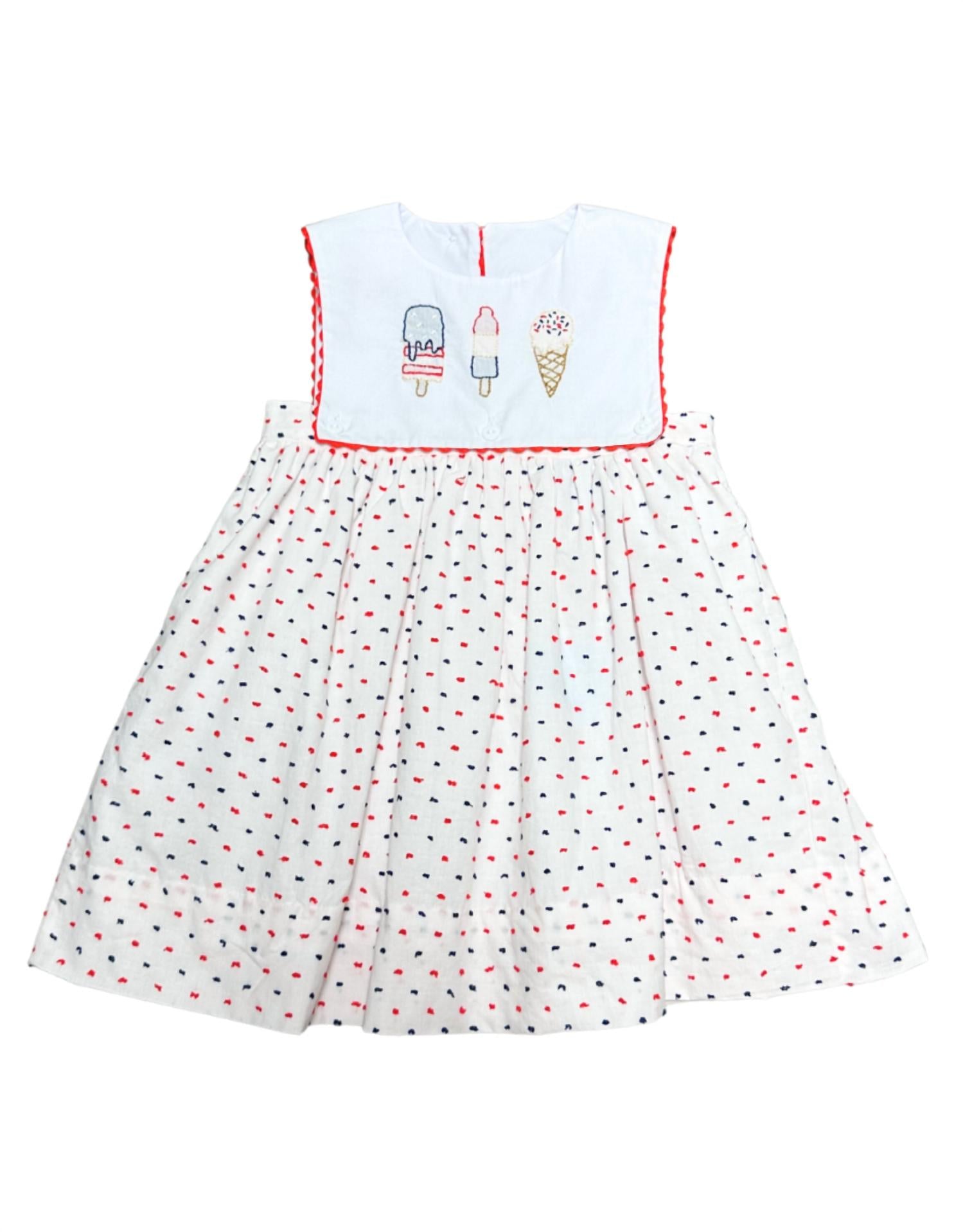 KREWE Popsicle Trio Swiss Dot Dress in white - kids' dress - detail view