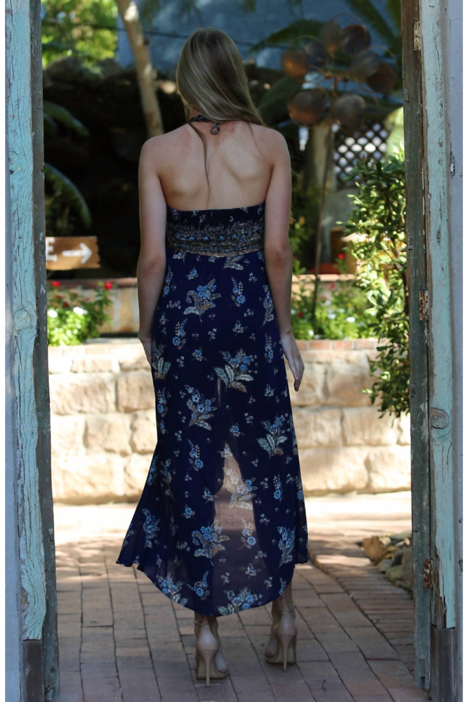 Angie - Spaghetti Strap Halter Maxi Romper