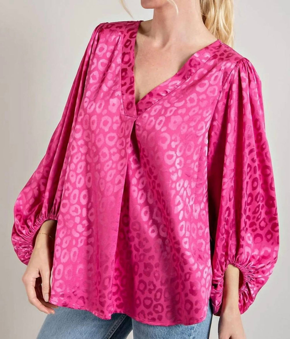Ee:Some - Madison Satin Animal Print Blouse