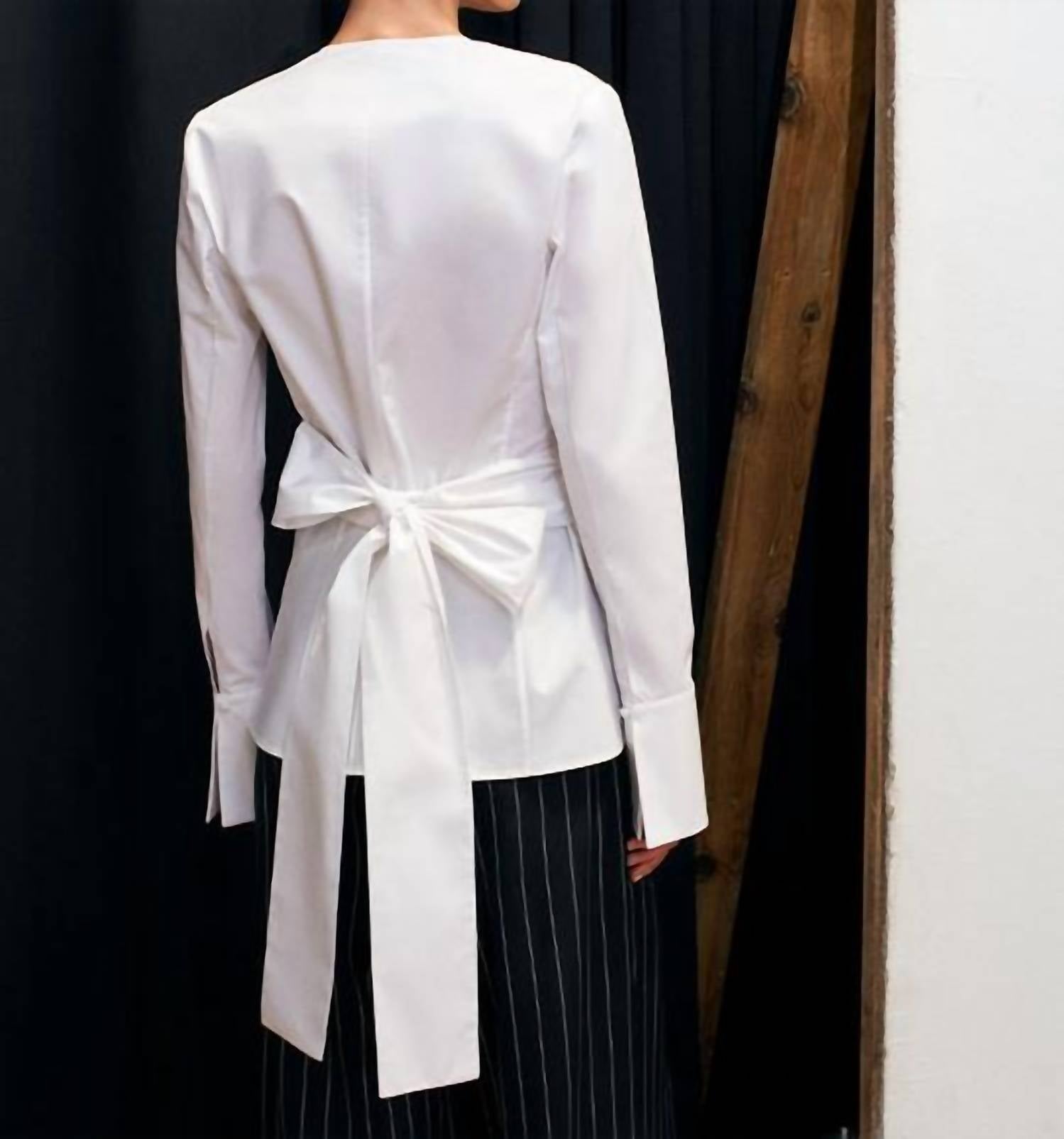 Acaria Studio Journey Long Sleeve Shirt in white - women's blouse - detail view