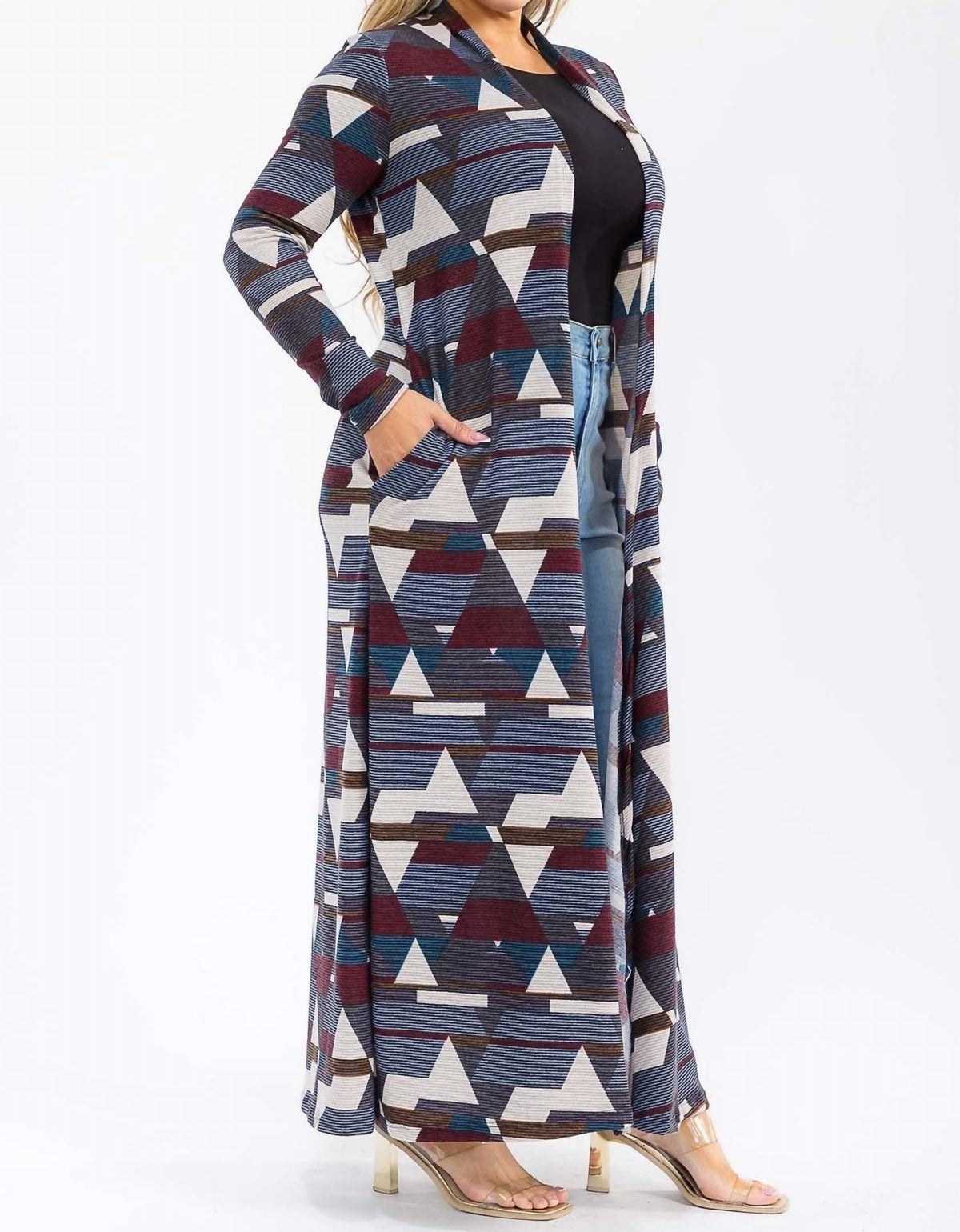 Karen T Design - Long Sleeve Maxi Length Open Front Cardigan