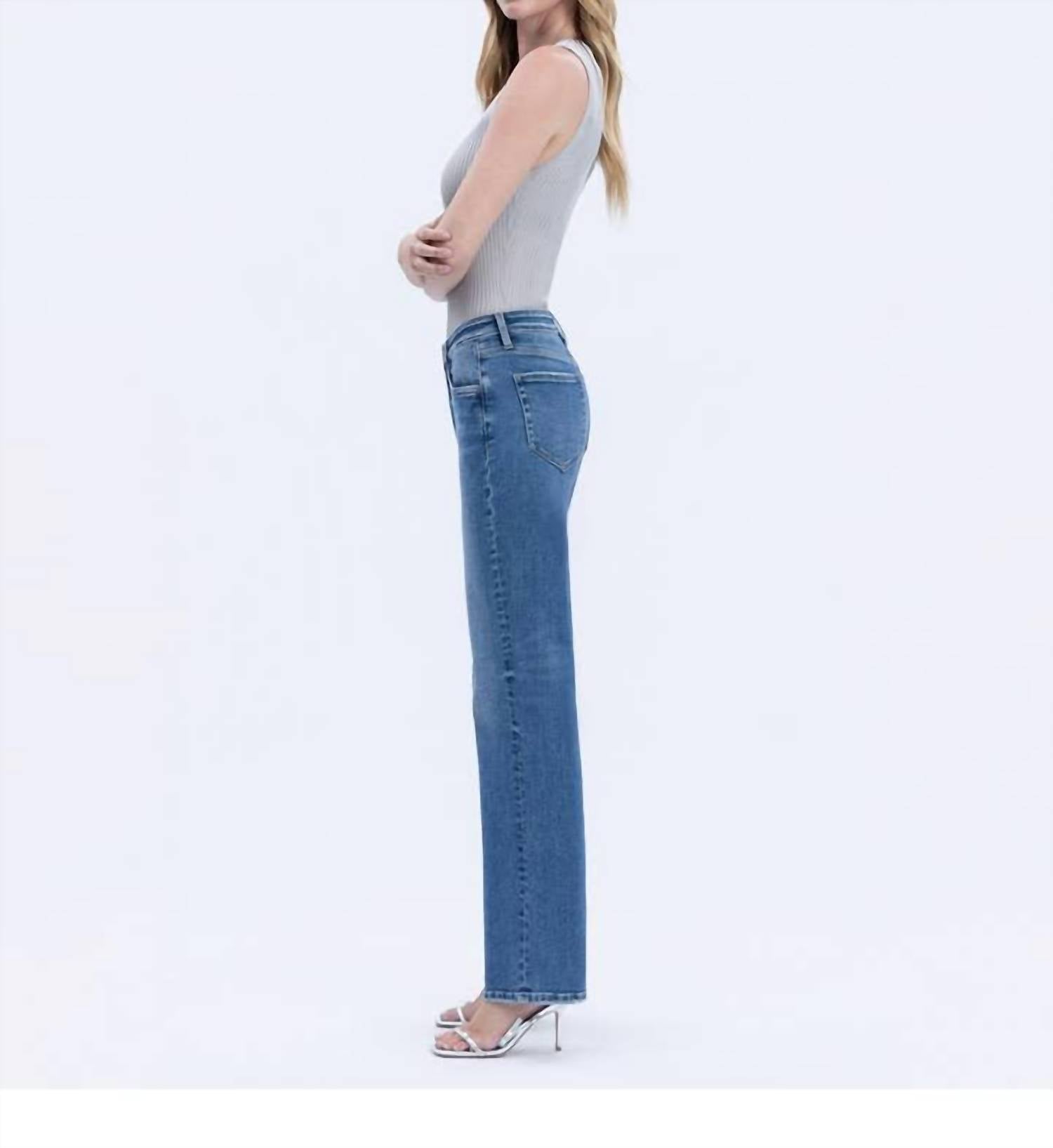 Vervet By Flying Monkey - Aileeah High Rise Full Length Slim Wide Jeans