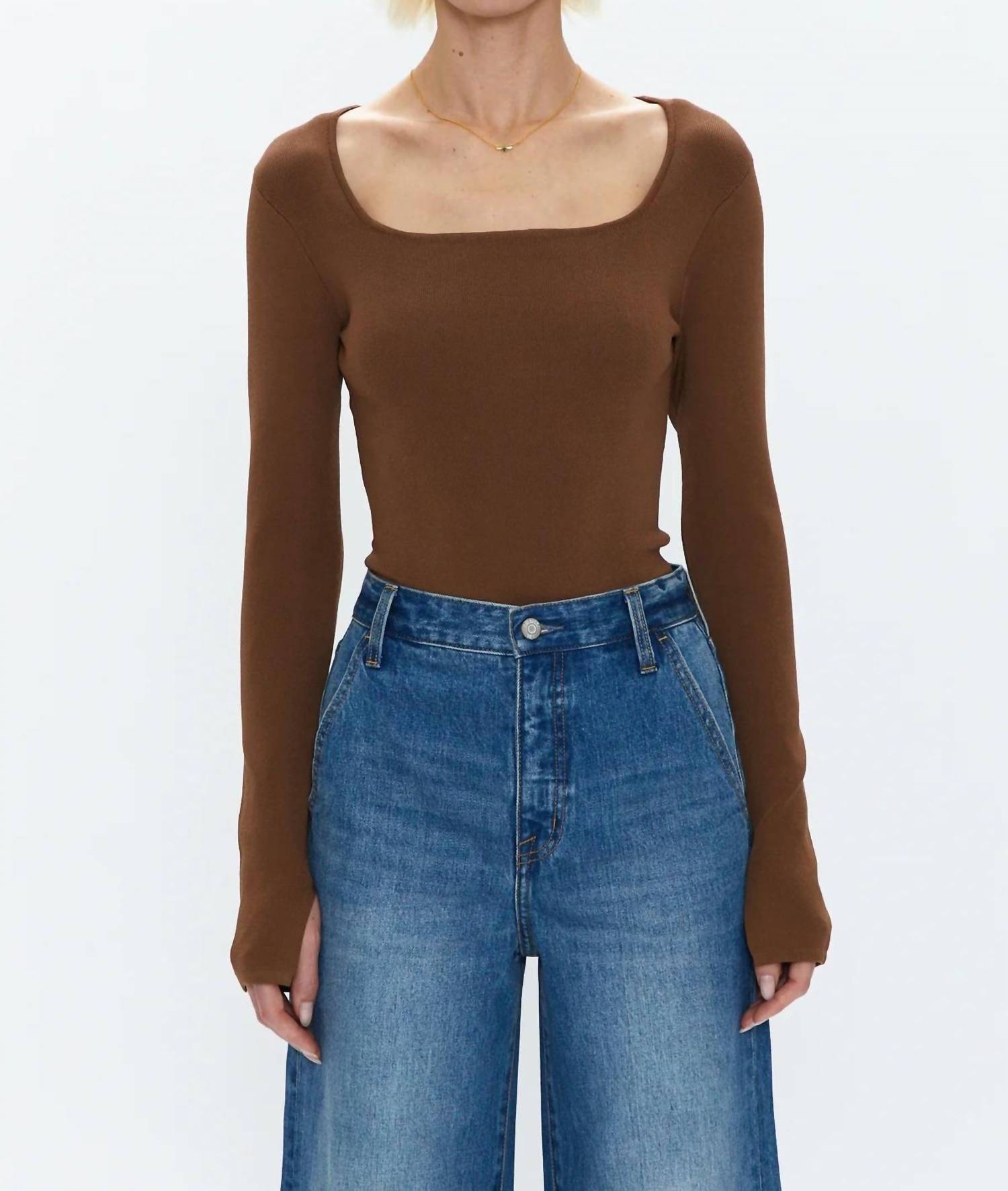 Pistola - Jenny Long Sleeve Square Neck Thong Bodysuit