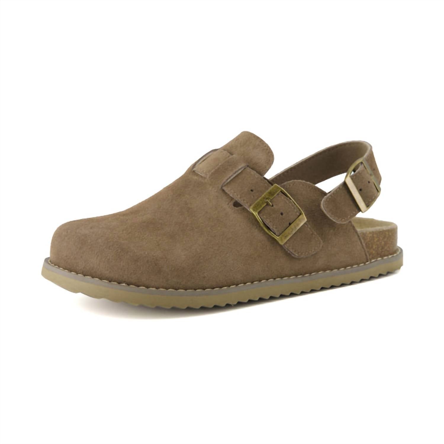 Cushionaire - Women's Brooklyn Suede Slides With Adjustable Buckles