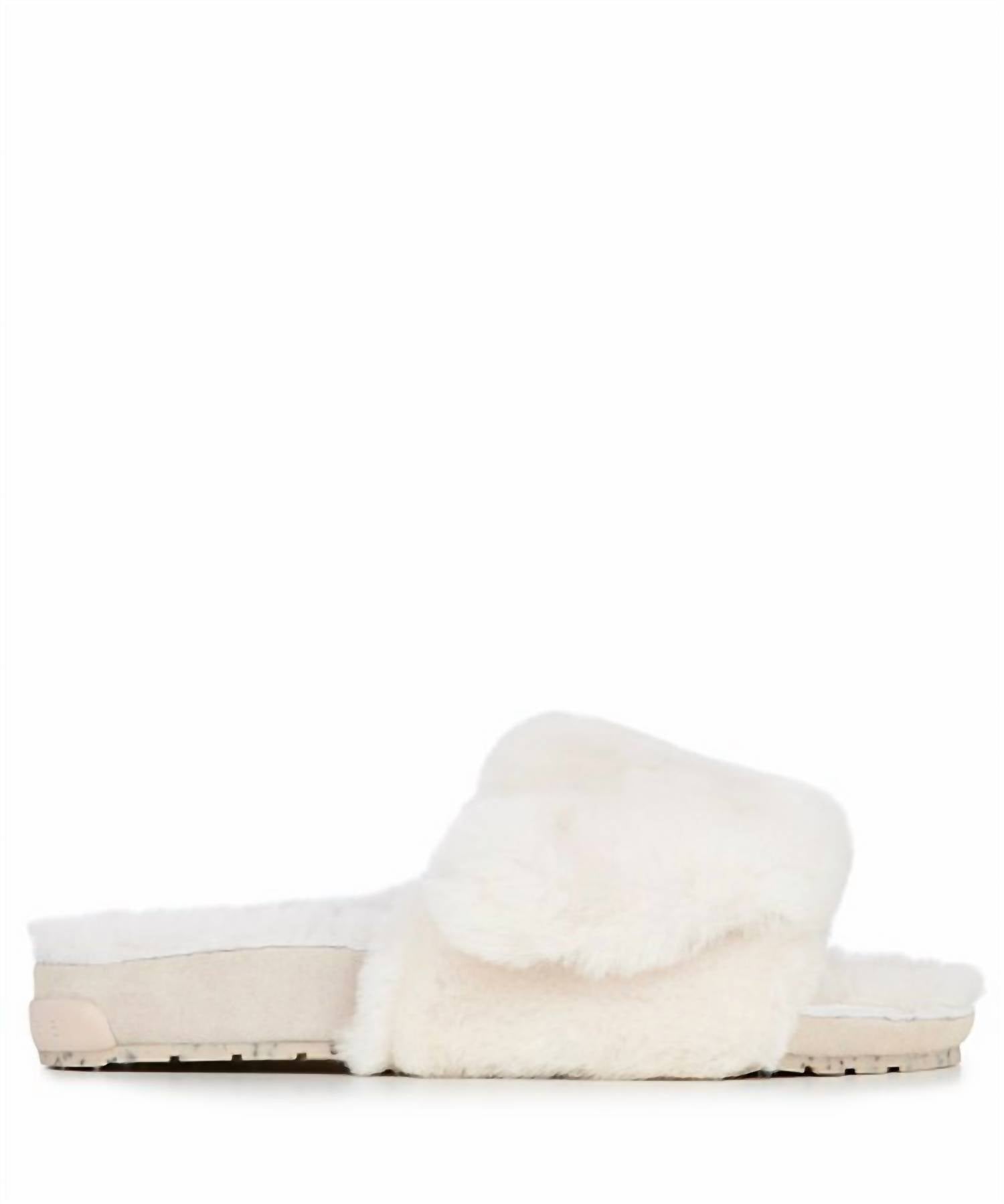 EMU Australia Women's Musica Adjustable Sheepskin Slide Slipper in natural - women's shoe - detail view