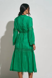 ELAN Kimono Lace Coverup in bright green - women's swimwear - detail view
