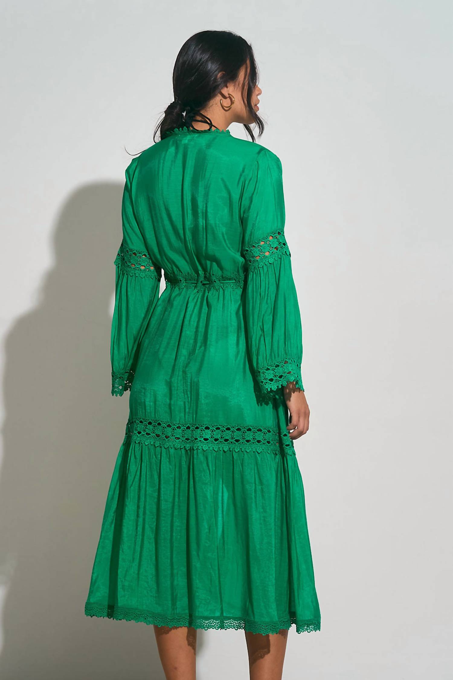 ELAN Kimono Lace Coverup in bright green - women's swimwear - detail view
