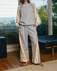Bucketlist - Piping Details Color-block Wide-leg Sweat Pants