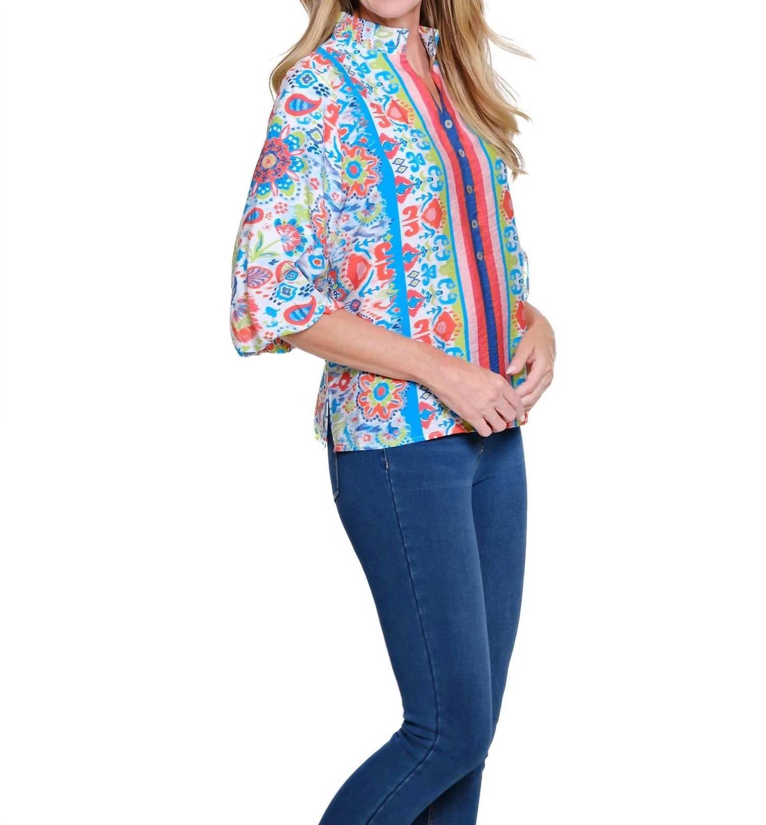 Multiples - 3/4 Puff Sleeve Top