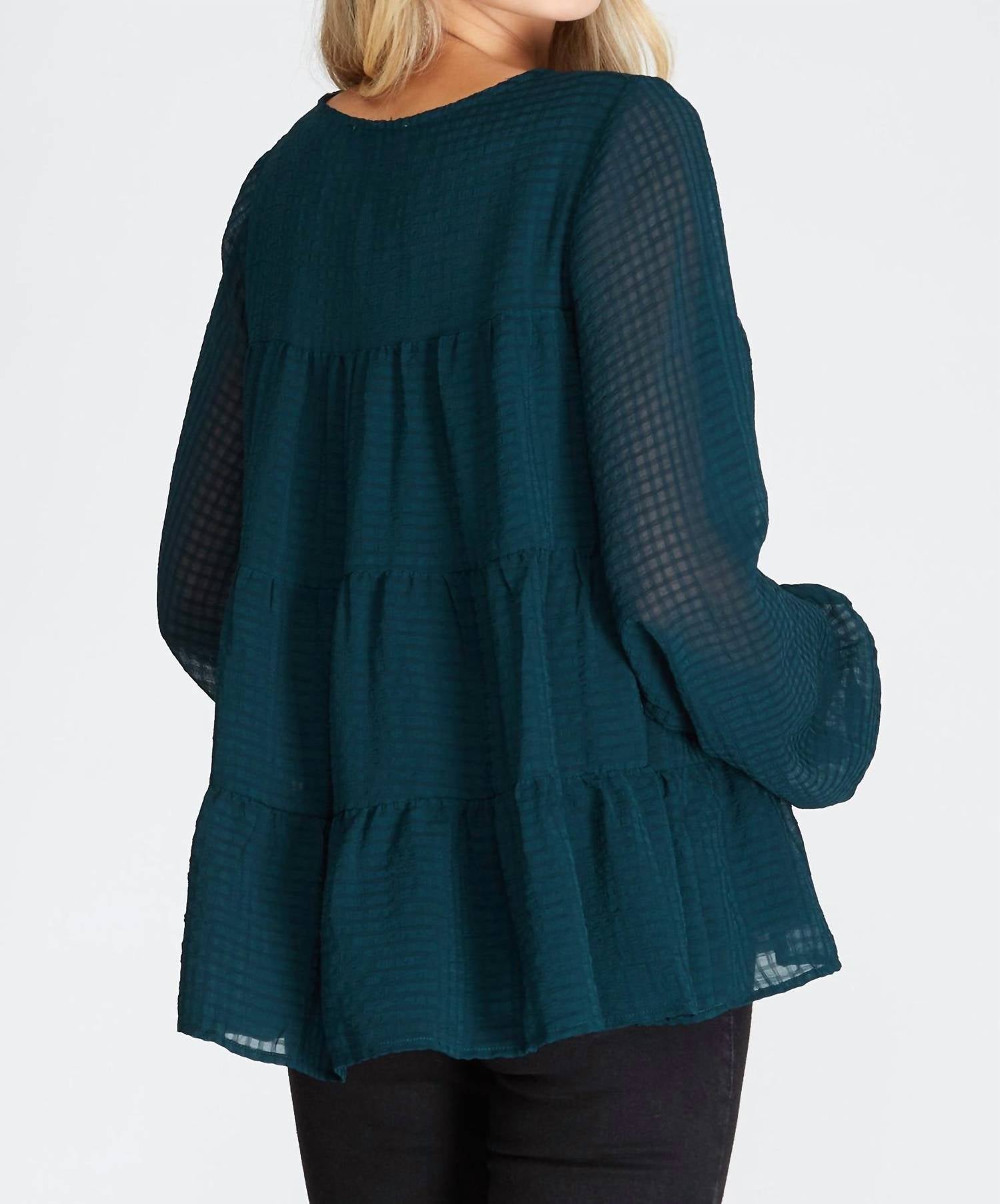 She + Sky - Women's Hi Low Woven Tiered Top