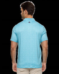 Flags & Anthem Frerick Wave Performance Polo Top in aqua wave print - men's shirt - alternate view