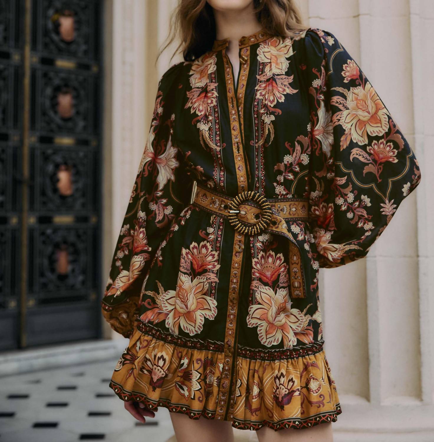 Farm Rio - Majestic Garden Belted Mini Dress