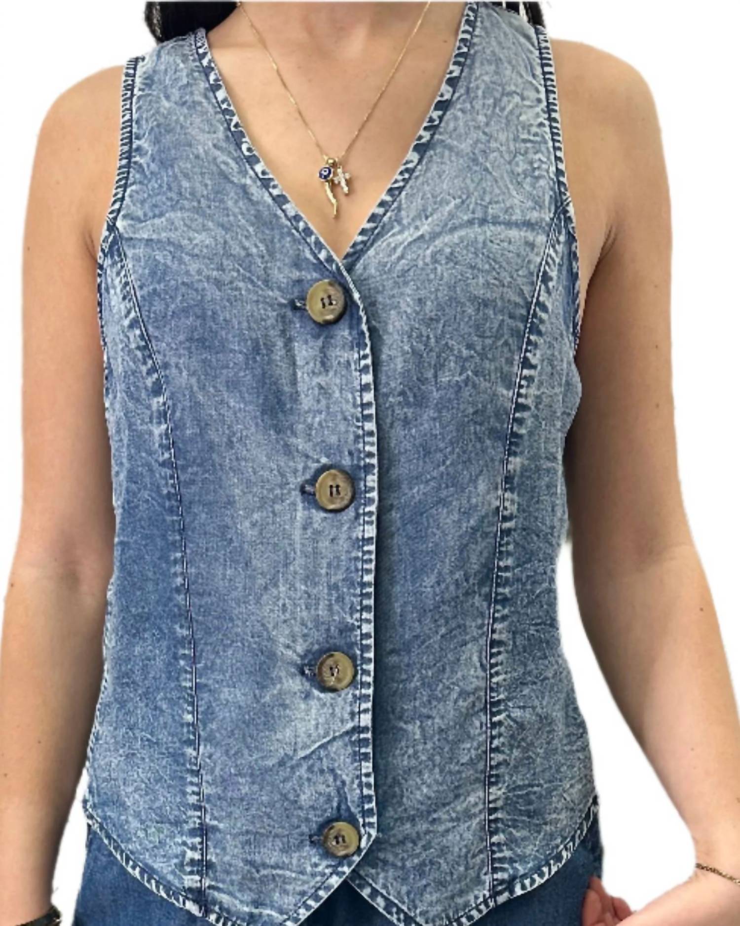 Red Haute - Button Down Denim Vest