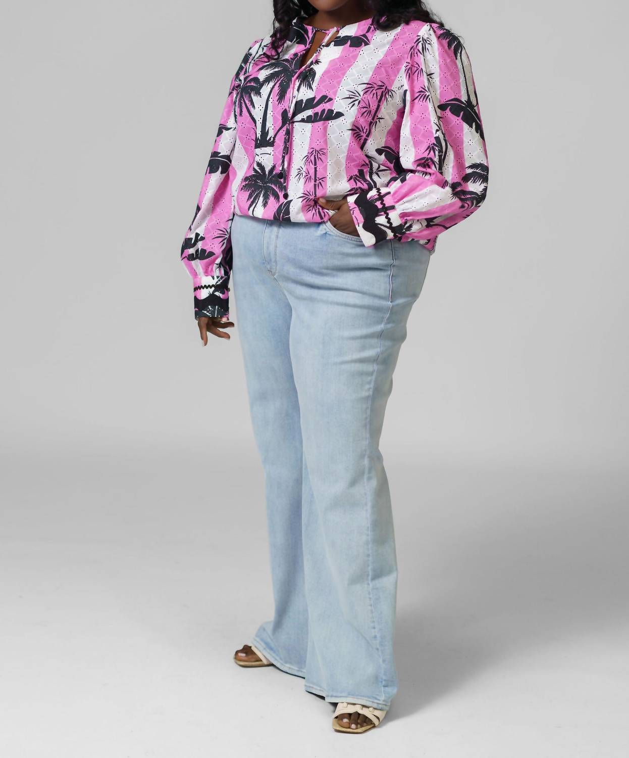Emily Lovelock - Eva Long Sleeve V-neck Blouse - Plus
