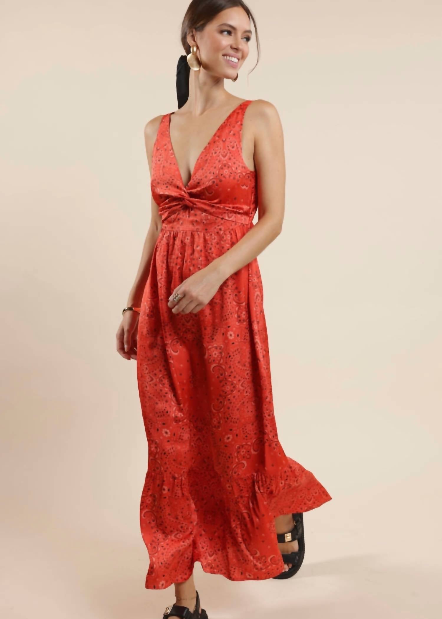 Sage The Label - Music Fest Bandana Printed Satin Maxi Dress