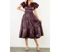 THML Merry Faux Leather Dress in merlot - women's dress - view 4
