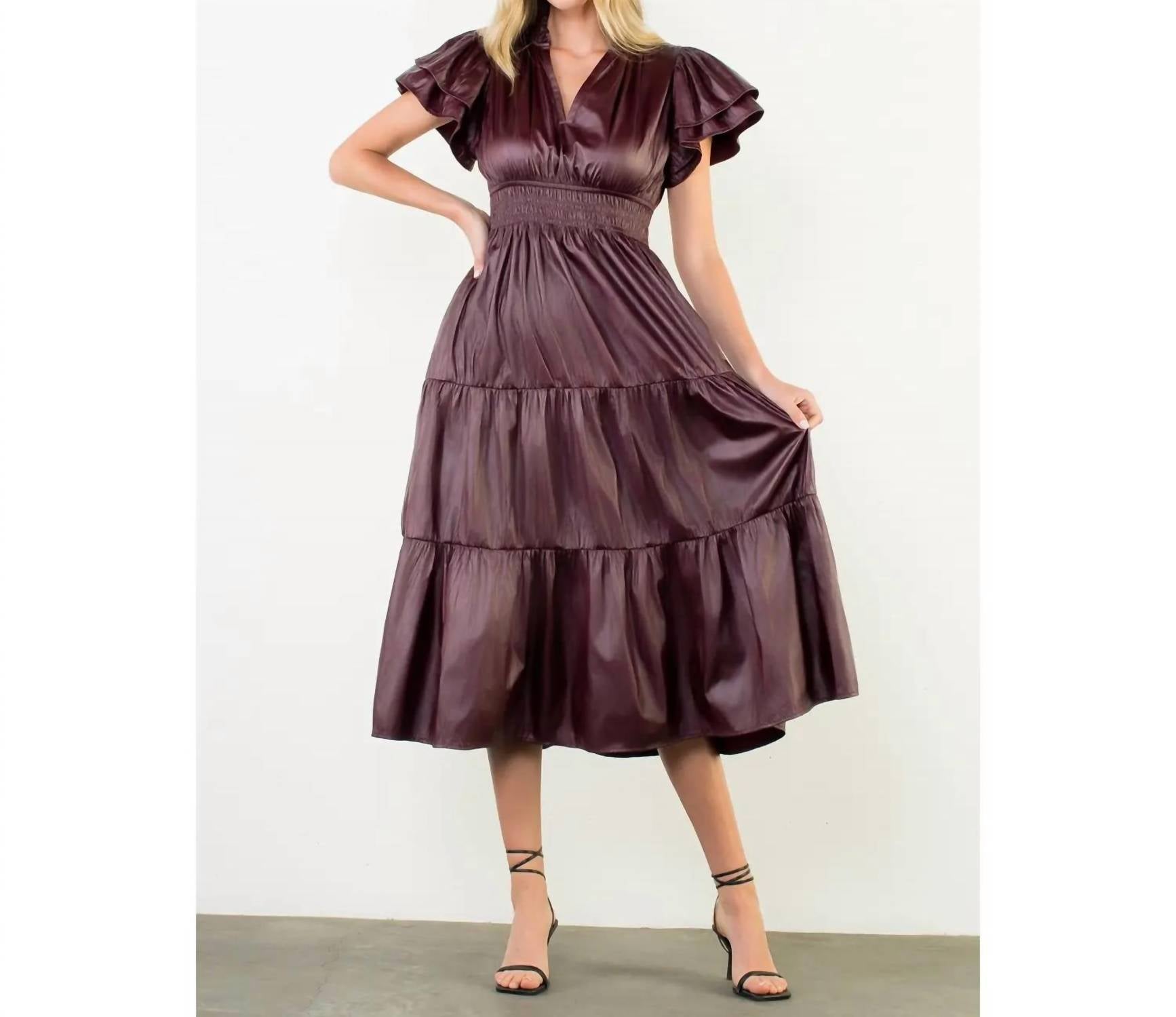 THML Merry Faux Leather Dress in merlot - women's dress - view 4