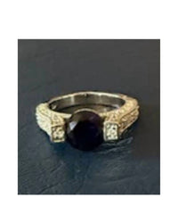 P & K Jewelry Women's Cubic Zirconia Ring in blue silver - women's jewelry - detail view