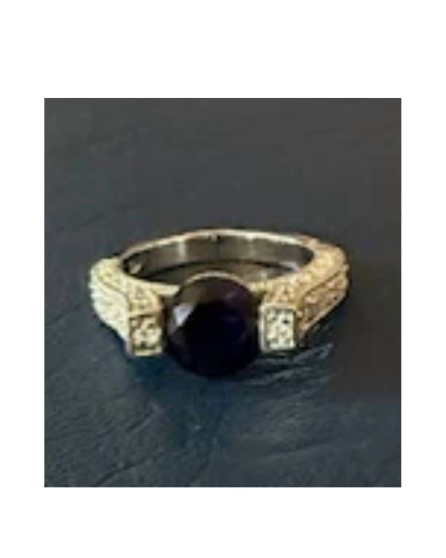 P & K Jewelry Women's Cubic Zirconia Ring in blue silver - women's jewelry - detail view