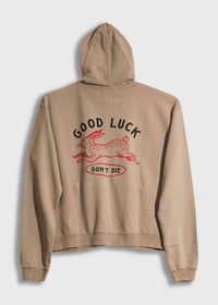 Iron & Resin Men's Good Luck Zip Hoodie in tan - men's shirt - detail view