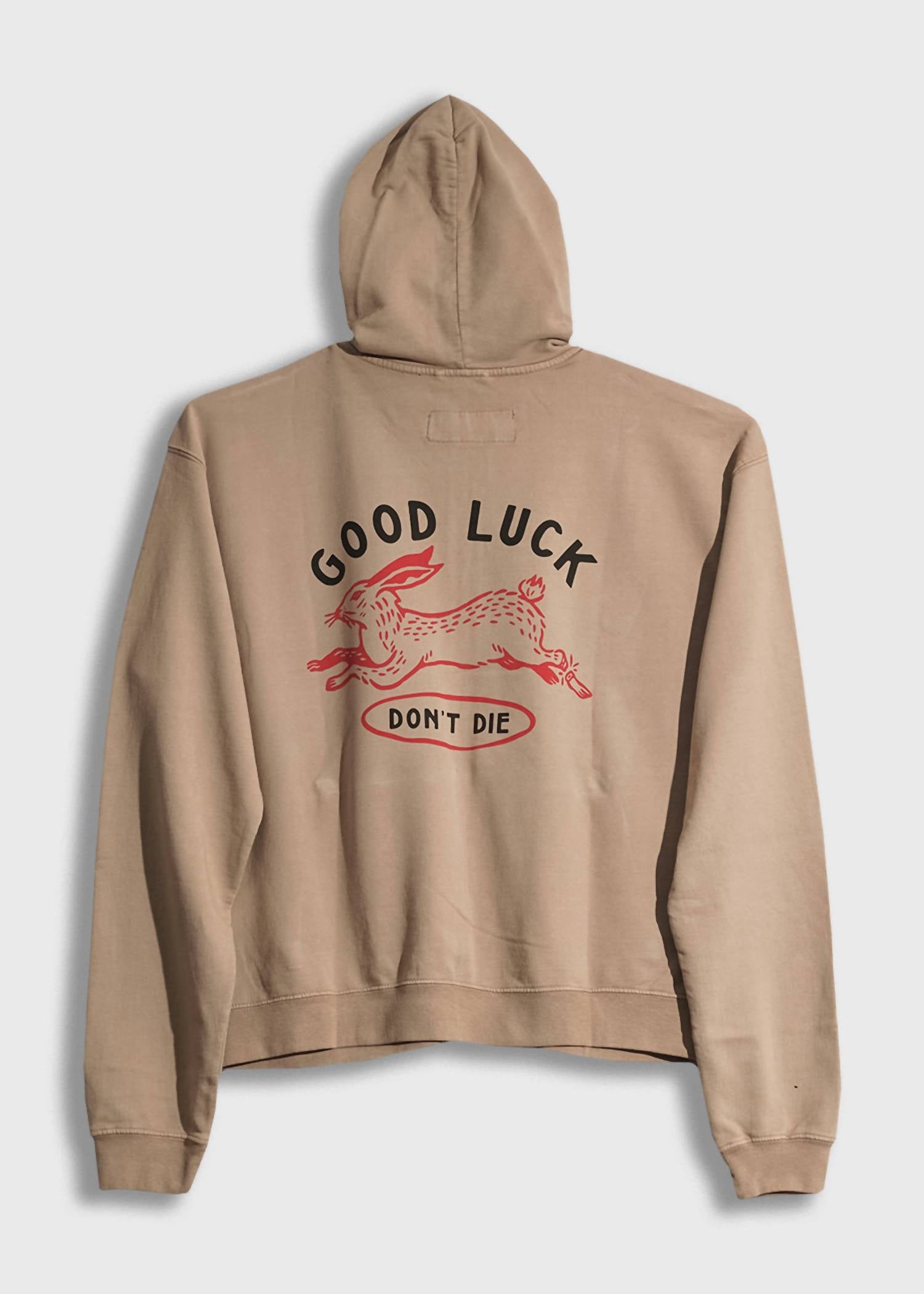 Iron & Resin Men's Good Luck Zip Hoodie in tan - men's shirt - detail view