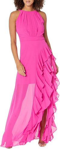 Betsy & Adam - Long Chiffon Halter Dress