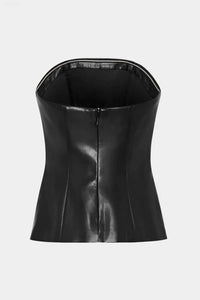 Milly - Faux Leather Strapless Top