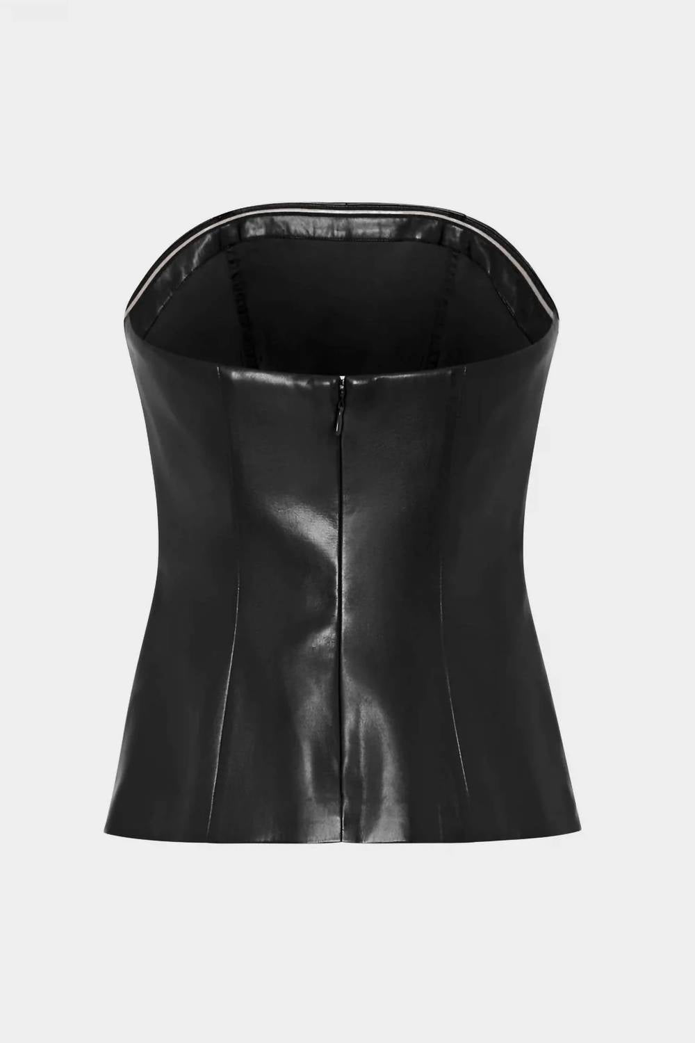 Milly - Faux Leather Strapless Top