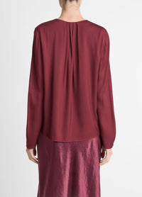 Vince - Silk Blend Pleated Neck Blouse