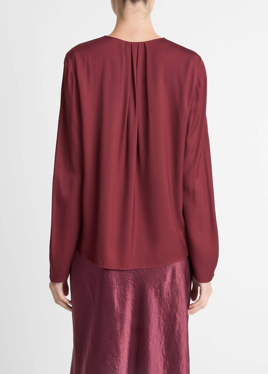 Vince - Silk Blend Pleated Neck Blouse