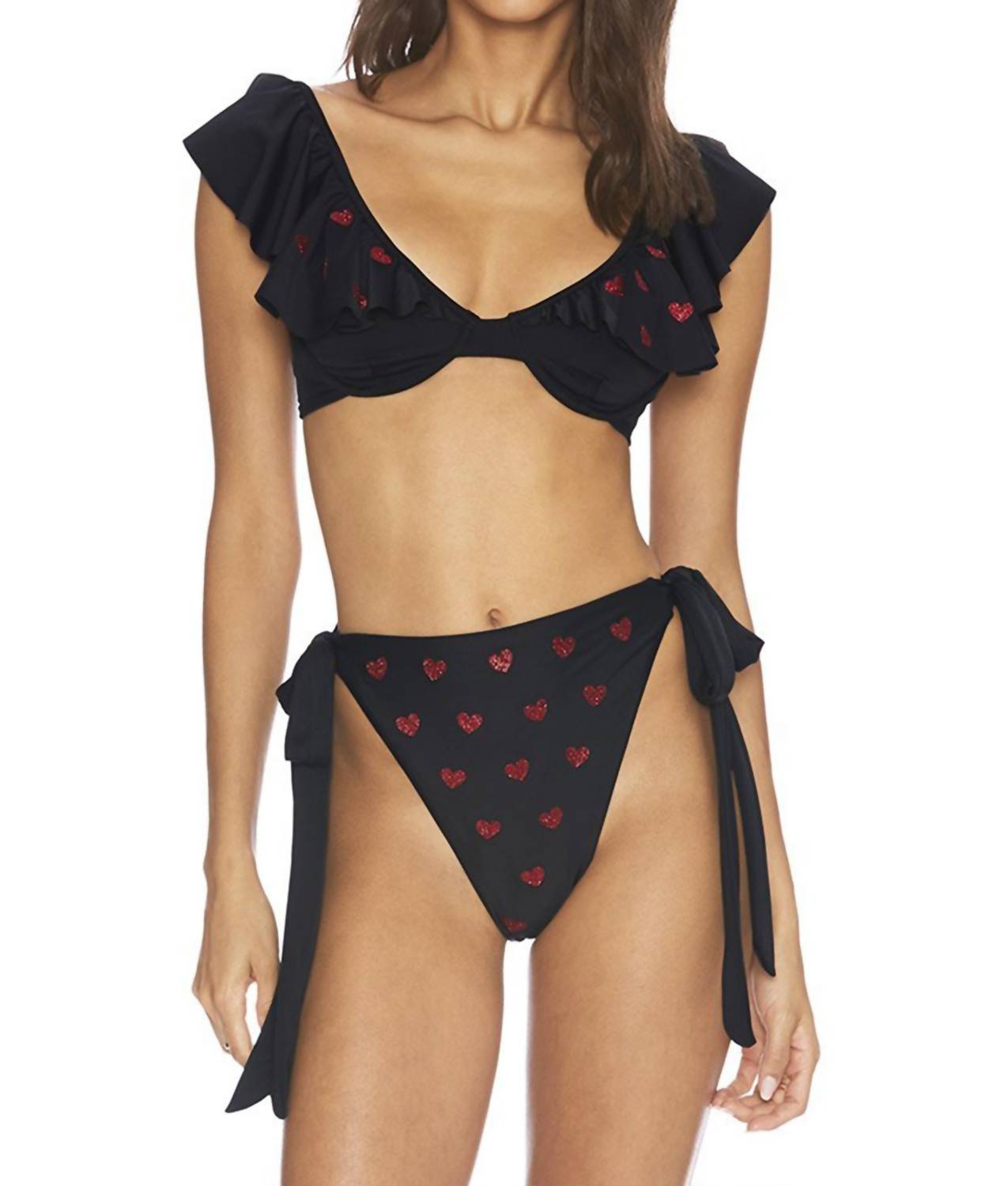 Beach Riot Sparkle Heart Lucy Bottom in black - women's swimwear - alternate view