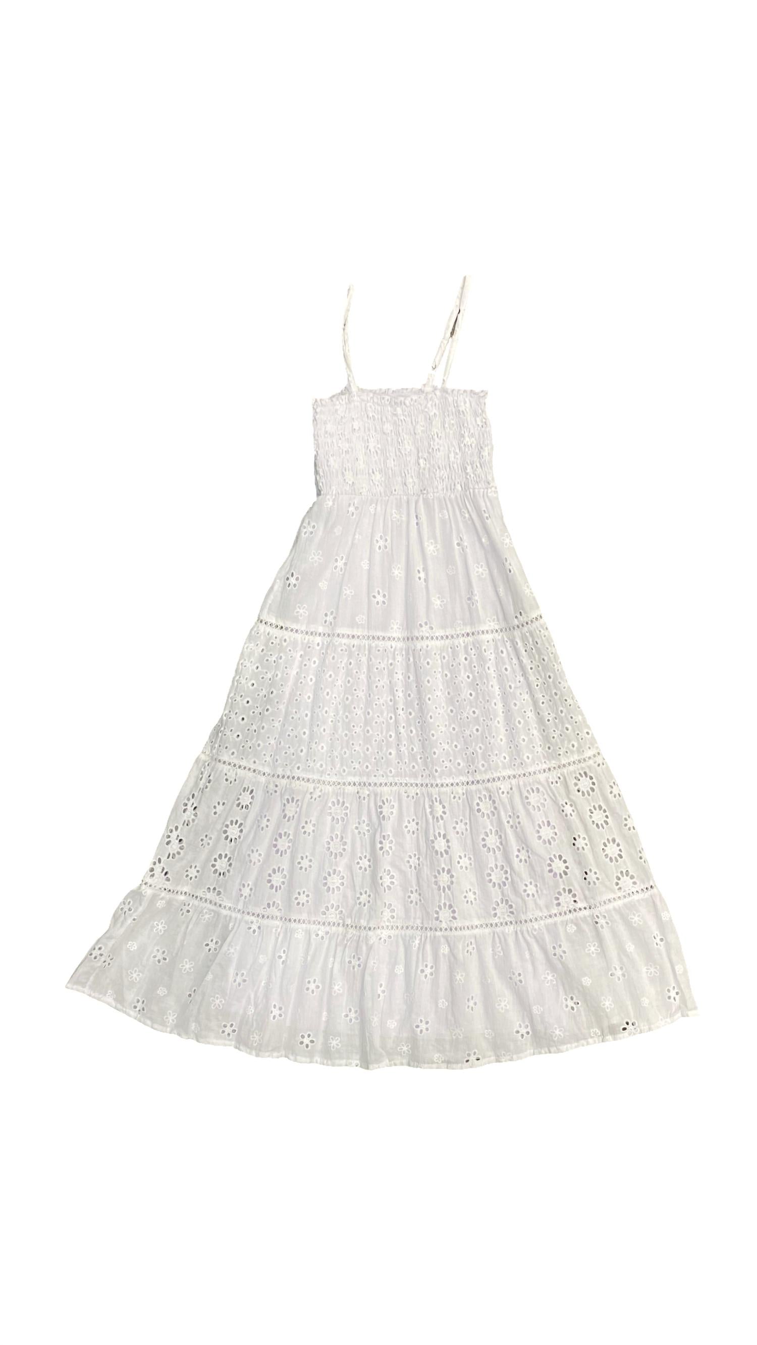 Flowers By Zoe - Girls Eyelet Smocked Body Maxi Dress
