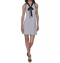 KARL LAGERFELD Geo-lace Tie-neck Shift Dress in soft white - women's dress