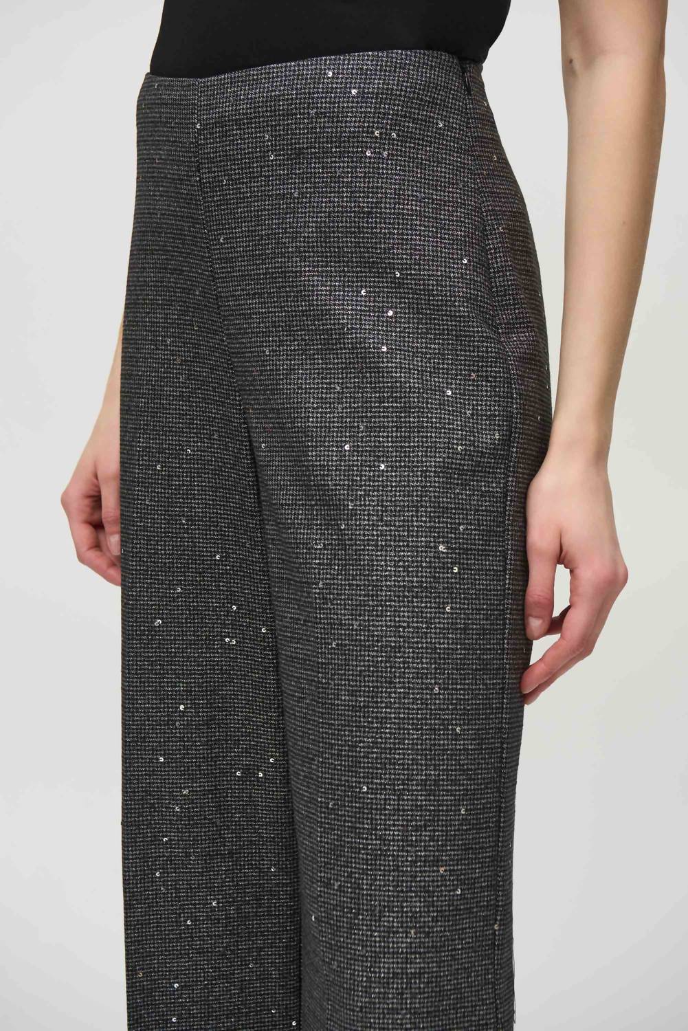 Joseph Ribkoff Wide Leg Sequin Pants in grey - women's pants - alternate view