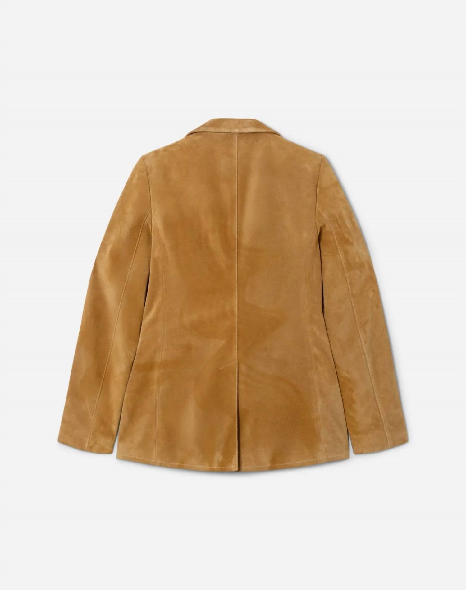 RE/DONE Women's Classic Suede Blazer in tobacco - women's jacket - detail view