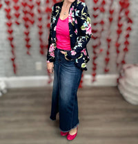 Heimish Usa - Stretchy Floral Figure Flattering Blazer