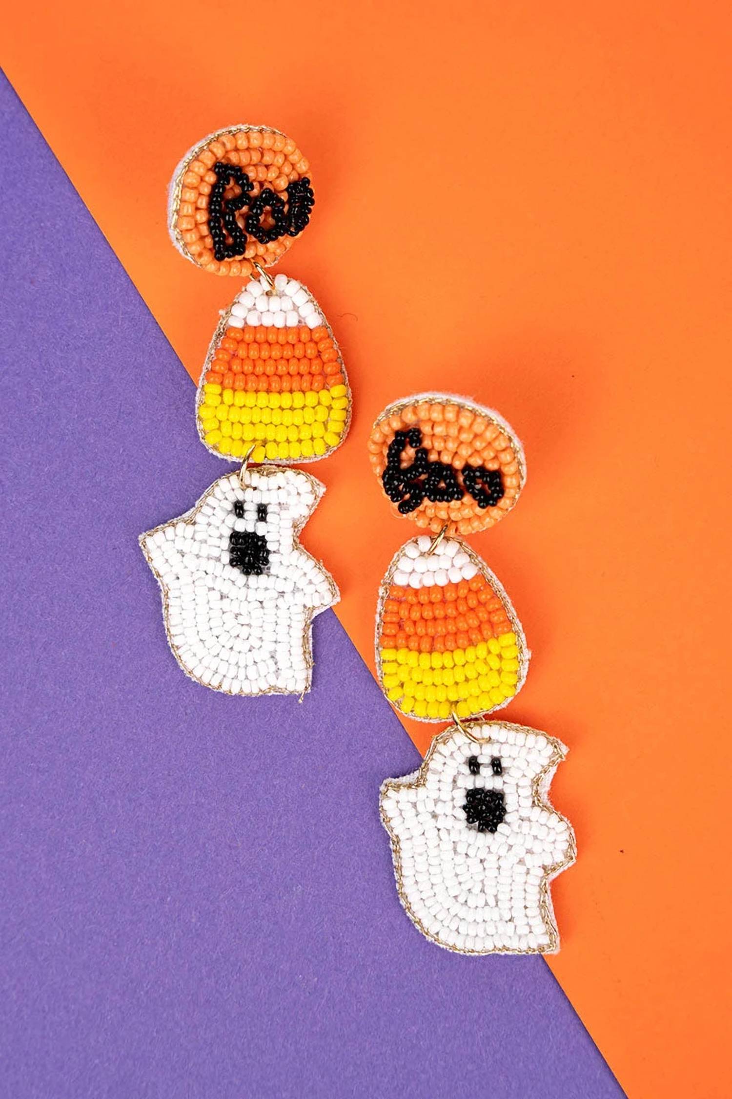 Sophia Collection - Women's Candy Corn Ghost Earrings